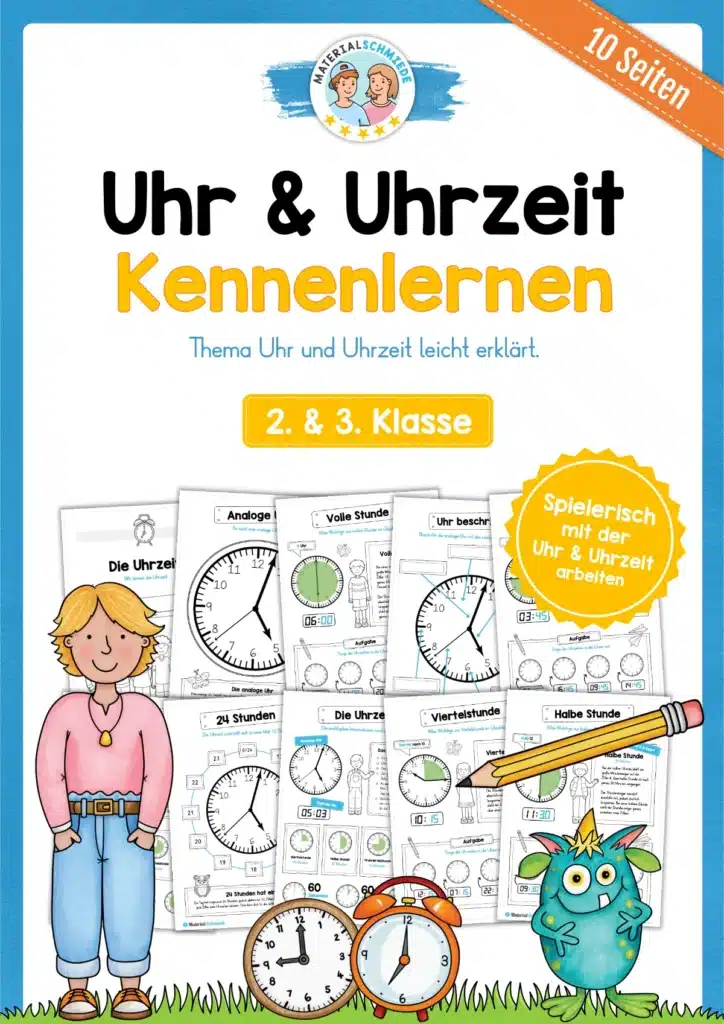 Übungsheft: Uhr & Uhrzeit kennenlernen (2. & 3. Klasse)