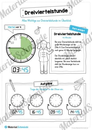 Uhr und Uhrzeit kennenlernen (Dreiviertelstunde)