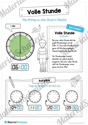 Uhr und Uhrzeit kennenlernen (Volle Stunde)