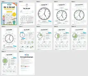 Übungsheft: Uhr & Uhrzeit kennenlernen (2. & 3. Klasse) – Überblick