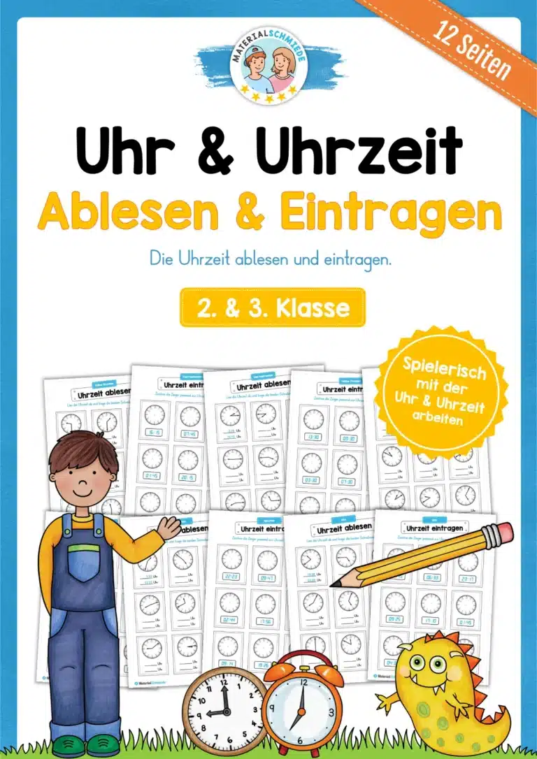 Übungsheft: Uhrzeit ablesen & eintragen (2. & 3. Klasse) Übungsheft: Uhrzeit ablesen & eintragen (2. & 3. Klasse)