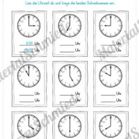 MaterialPaket: Uhrzeit ablesen und eintragen (Vorschau 01)