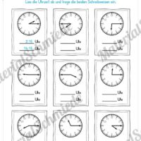 MaterialPaket: Uhrzeit ablesen und eintragen (Vorschau 02)