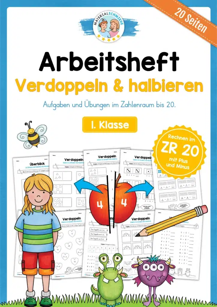 Übungen zum Verdoppeln & halbieren für die 1. Klasse (20 Arbeitsblätter)