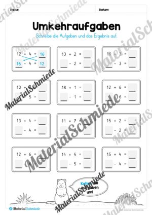 Mathe 1. Klasse: Wiederholungsaufgaben (Vorschau 20)