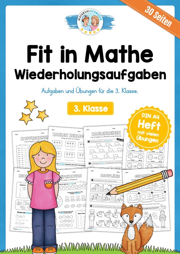 Fit in Mathe: Wiederholungsaufgaben für die 3. Klasse (30 Arbeitsblätter) Fit in Mathe: Wiederholungsaufgaben für die 3. Klasse (30 Arbeitsblätter)
