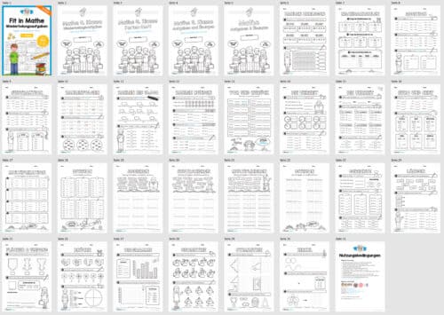 Fit in Mathe: Wiederholungsaufgaben für die 4. Klasse (30 Arbeitsblätter) - Überblick