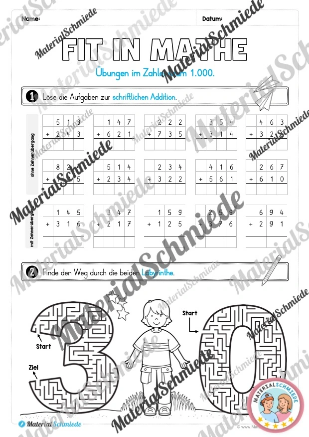 Mathe Wochenheft (3. Klasse) Heft 03 - Arbeitsblatt 06