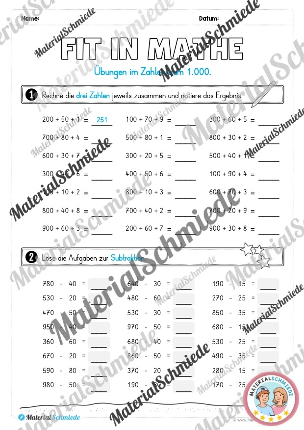 Mathe Wochenheft (3. Klasse) Heft 04 - Arbeitsblatt 04