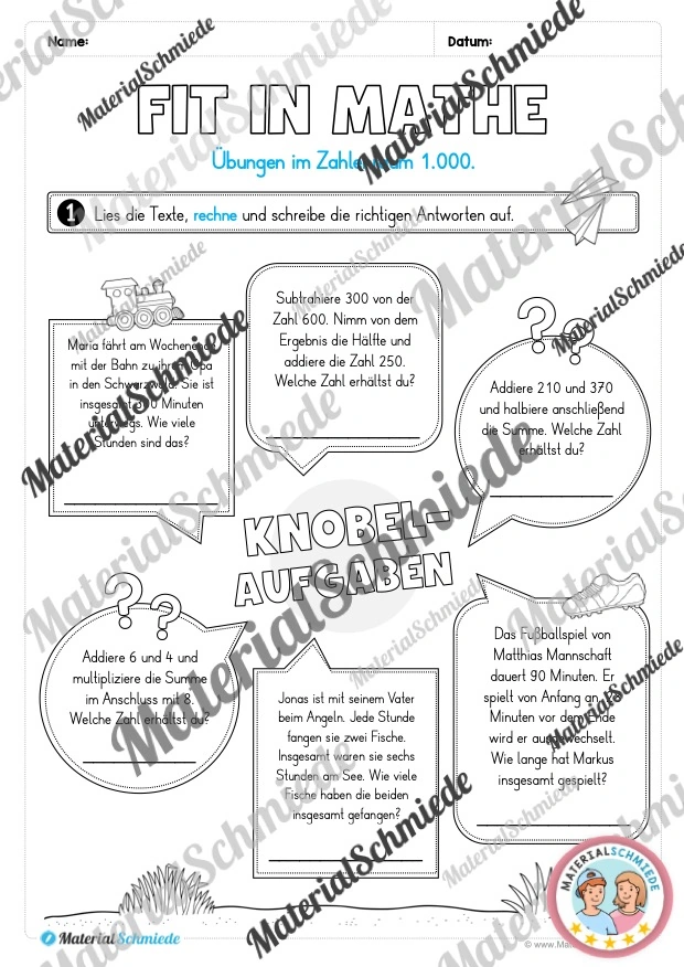 Mathe Wochenheft (3. Klasse) Heft 04 - Arbeitsblatt 07
