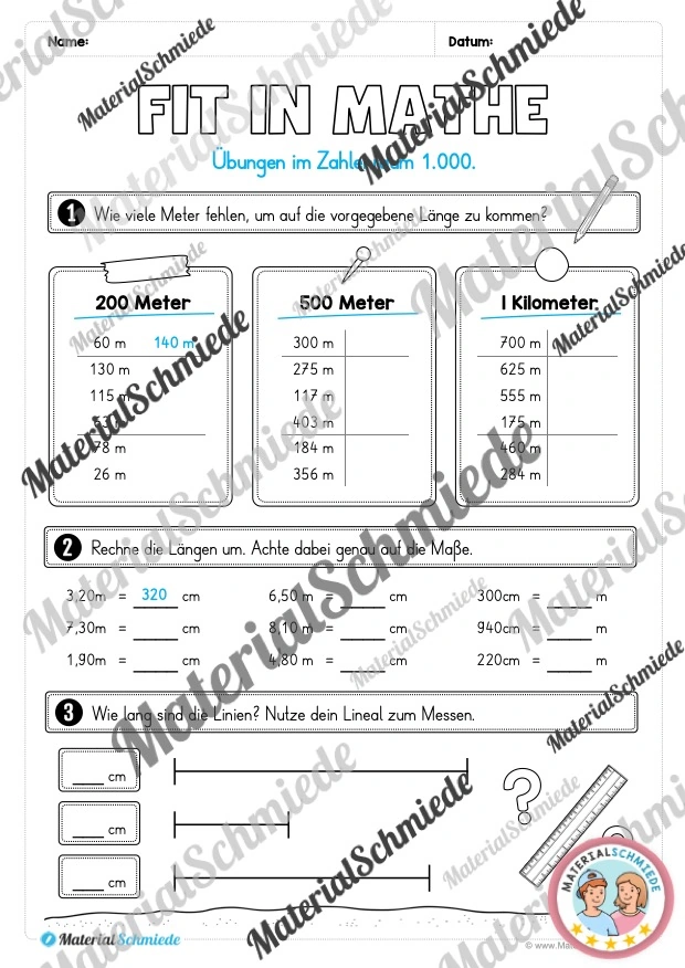 Mathe Wochenheft (3. Klasse) Heft 05 - Arbeitsblatt 07