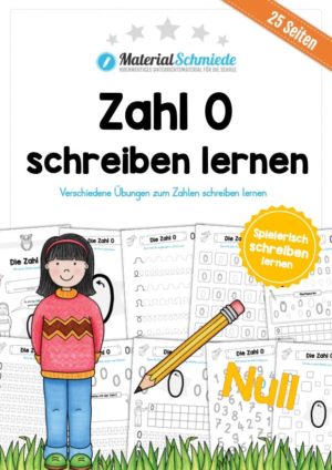 Zahl 0 schreiben lernen (25 Arbeitsblätter)