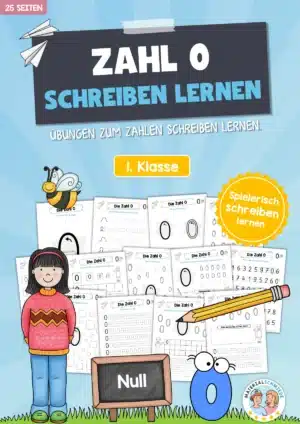 Arbeitsheft: Zahl 0 schreiben lernen (25 Arbeitsblätter)