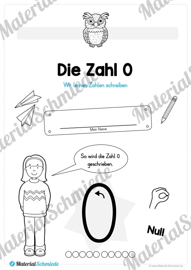 Zahl 0 schreiben lernen (Vorschau 01)