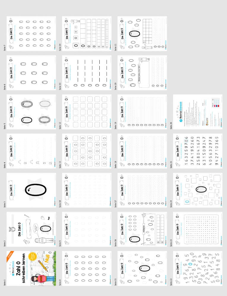 Zahl 0 schreiben lernen (Überblick)