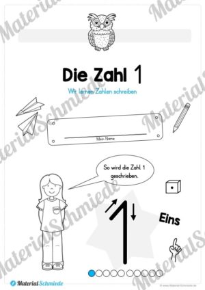 Zahl 1 schreiben lernen (Vorschau 01)