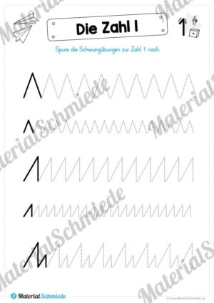 Zahl 1 schreiben lernen (Vorschau 02)