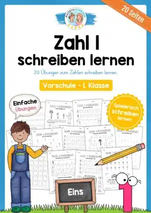 Arbeitsheft: Zahl 1 schreiben lernen (20 Arbeitsblätter) Arbeitsheft: Zahl 1 schreiben lernen (20 Arbeitsblätter)