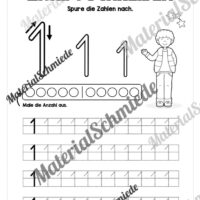 Arbeitsheft: Zahl 1 schreiben lernen (20 Arbeitsblätter) - Arbeitsblatt 03