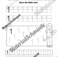 Arbeitsheft: Zahl 1 schreiben lernen (20 Arbeitsblätter) - Arbeitsblatt 04