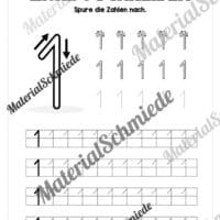 Arbeitsheft: Zahl 1 schreiben lernen (20 Arbeitsblätter) - Arbeitsblatt 05