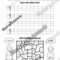 Arbeitsheft: Zahl 1 schreiben lernen (20 Arbeitsblätter) - Arbeitsblatt 08