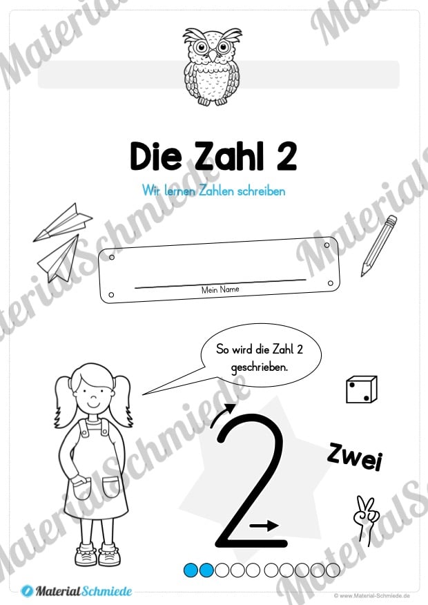 Zahl 2 schreiben lernen (Vorschau 02)