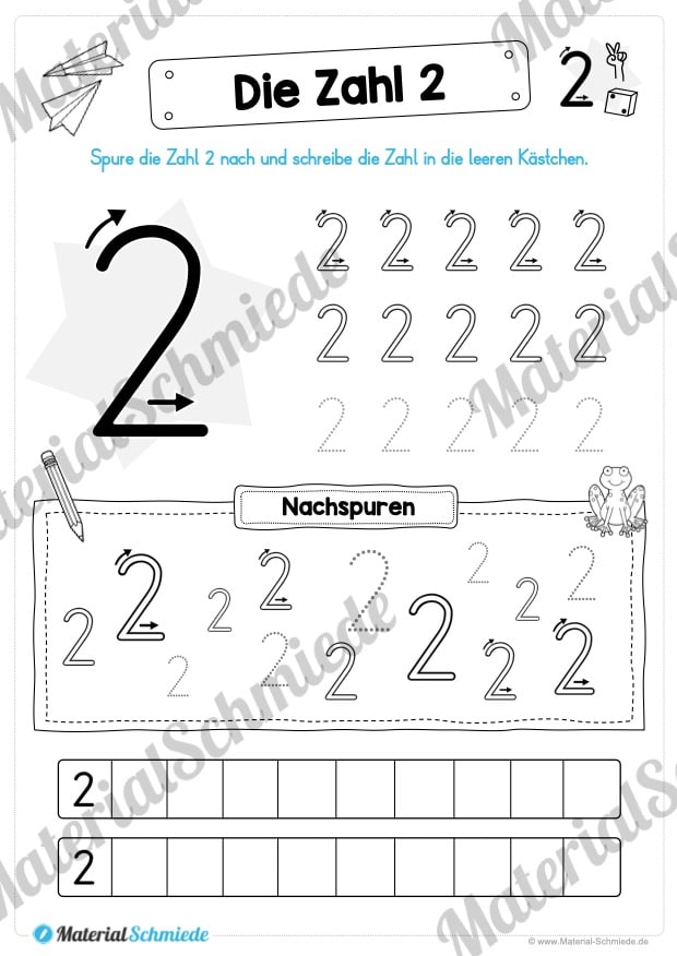 Zahl 2 schreiben lernen (Vorschau 06)