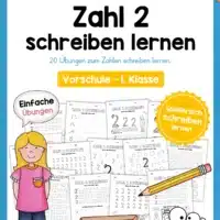 Arbeitsheft: Zahl 2 schreiben lernen (20 Arbeitsblätter)
