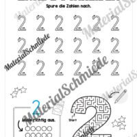 Arbeitsheft: Zahl 2 schreiben lernen (20 Arbeitsblätter) - Arbeitsblatt 06