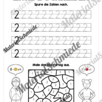 Arbeitsheft: Zahl 2 schreiben lernen (20 Arbeitsblätter) - Arbeitsblatt 07