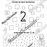 Arbeitsheft: Zahl 2 schreiben lernen (20 Arbeitsblätter) - Arbeitsblatt 08