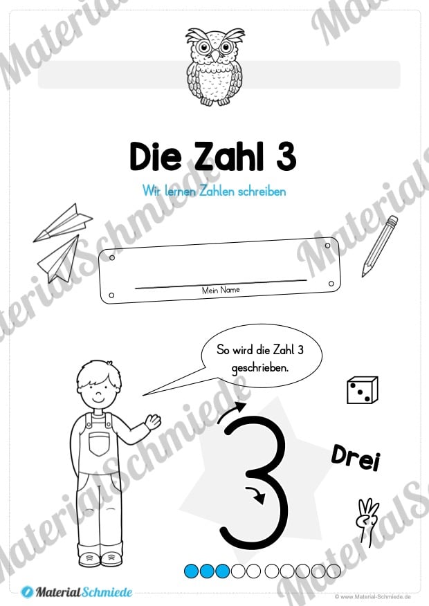 Zahl 3 schreiben lernen (Vorschau 02)