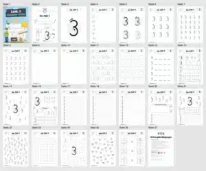 Arbeitsheft: Zahl 3 schreiben lernen (Überblick)