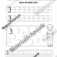 Arbeitsheft: Zahl 3 schreiben lernen (20 Arbeitsblätter) - Arbeitsblatt 04