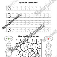 Arbeitsheft: Zahl 3 schreiben lernen (20 Arbeitsblätter) - Arbeitsblatt 07