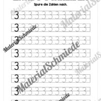Arbeitsheft: Zahl 3 schreiben lernen (20 Arbeitsblätter) - Arbeitsblatt 08