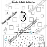 Arbeitsheft: Zahl 3 schreiben lernen (20 Arbeitsblätter) - Arbeitsblatt 09