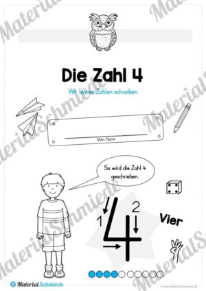 Zahl 4 schreiben lernen (Vorschau 01)