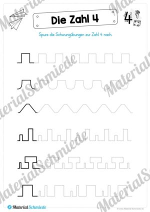 Zahl 4 schreiben lernen (Vorschau 02)