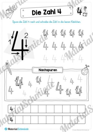 Zahl 4 schreiben lernen (Vorschau 06)