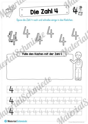 Zahl 4 schreiben lernen (Vorschau 08)