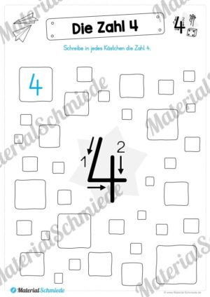 Zahl 4 schreiben lernen (Vorschau 10)