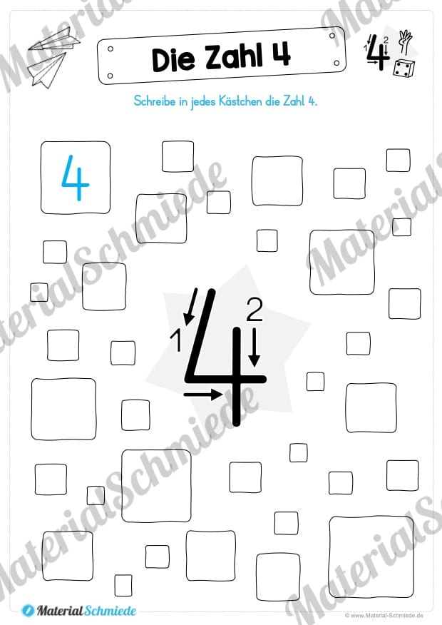 Zahl 4 schreiben lernen (Vorschau 10)