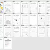 Arbeitsheft: Zahl 4 schreiben lernen (20 Arbeitsblätter) - Überblick