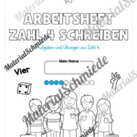 Arbeitsheft: Zahl 4 schreiben lernen (20 Arbeitsblätter) - Arbeitsblatt 01