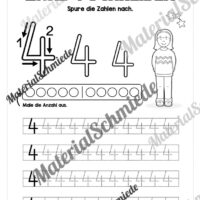 Arbeitsheft: Zahl 4 schreiben lernen (20 Arbeitsblätter) - Arbeitsblatt 03
