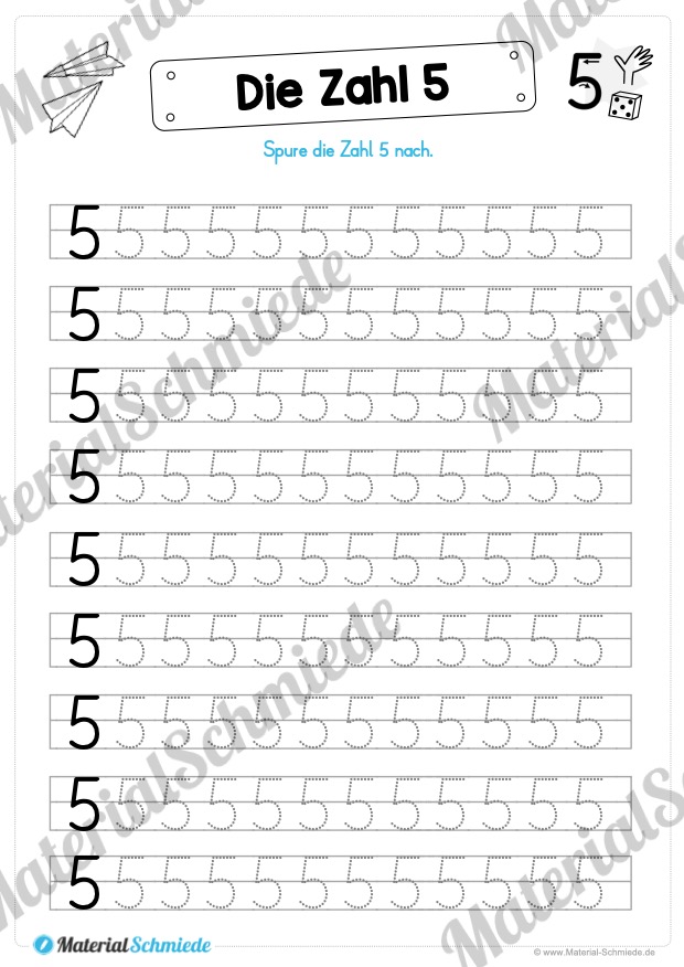 Zahl 5 schreiben lernen (Vorschau 07)