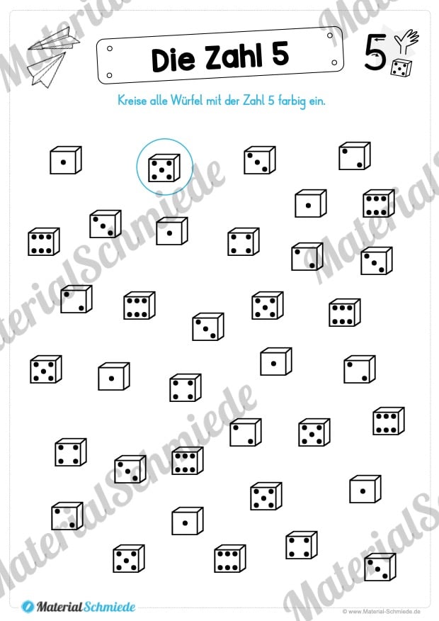 Zahl 5 schreiben lernen (Vorschau 10)