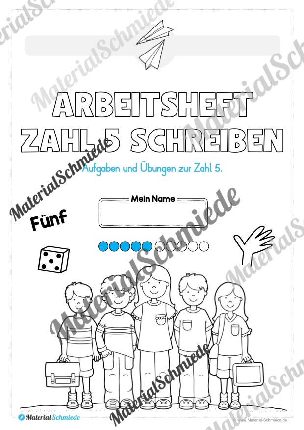 Arbeitsheft: Zahl 5 schreiben lernen (20 Arbeitsblätter) – Arbeitsblatt 01 Arbeitsheft: Zahl 5 schreiben lernen (20 Arbeitsblätter) – Arbeitsblatt 01
